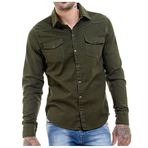 camisa estilo militar masculina